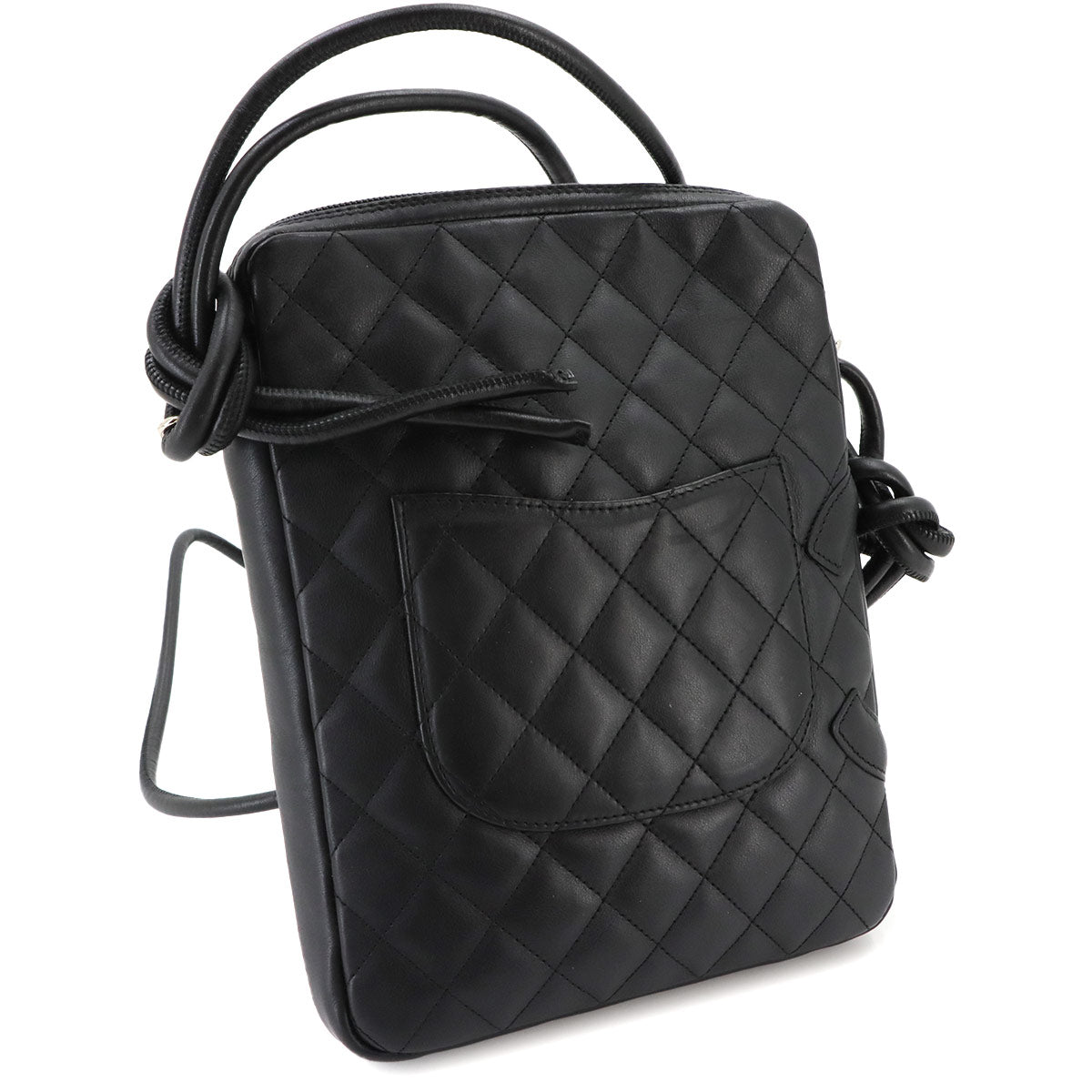 Cambon Line Shoulder Bag Leather Black A25178 Purse