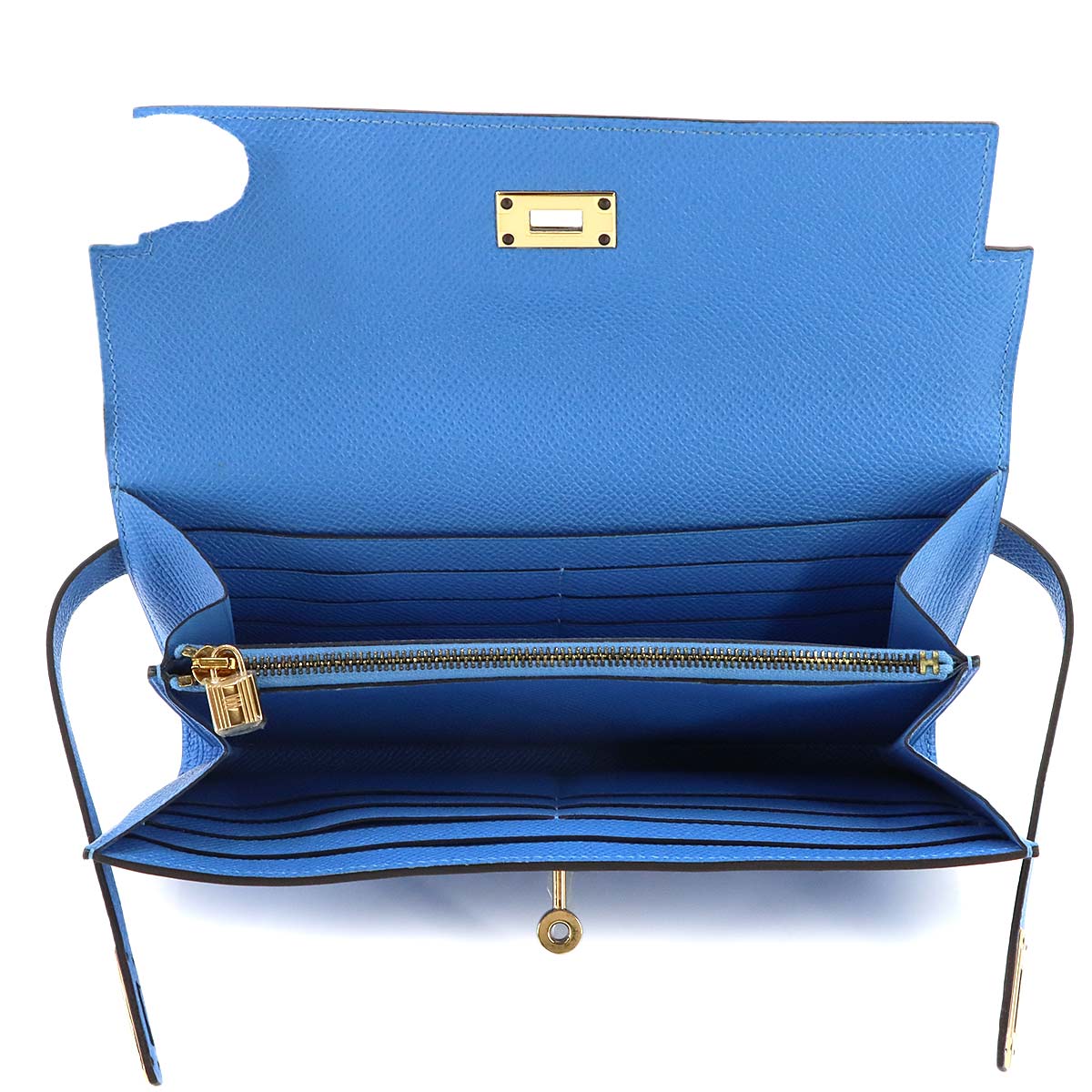 Kelly Wallet Veau Epsom Leather Bleu Paradis Purse
