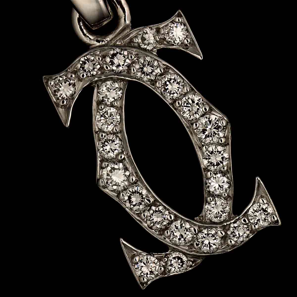 2C Diamond Charm Pendant Top 18K White Gold 750