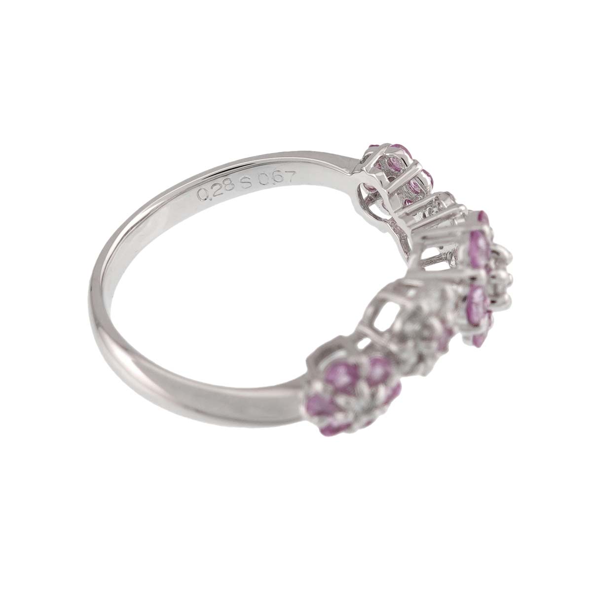 Sapphire 0.67ct Diamond 0.28ct Ring 18K WG Size:6(US)