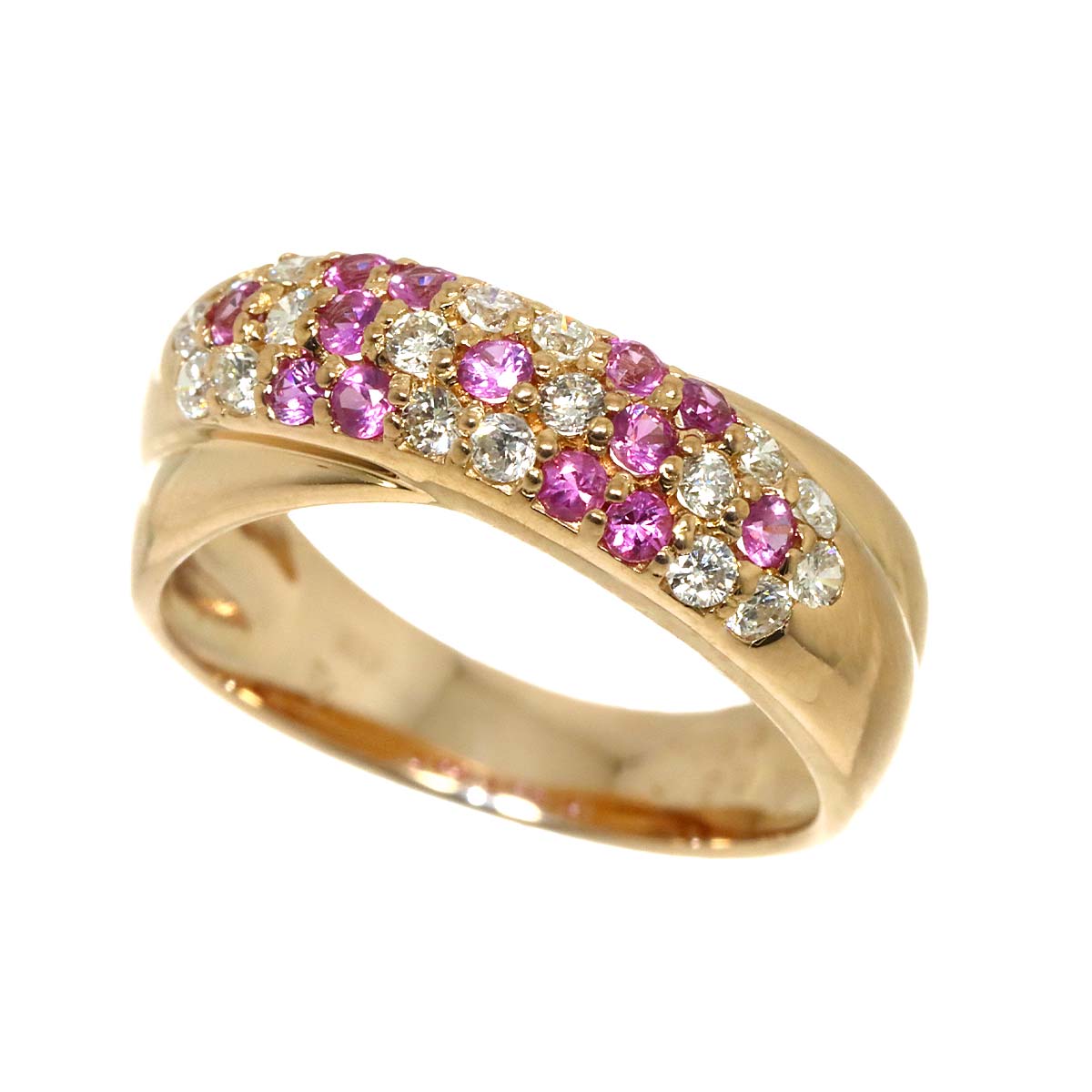 Sapphire 0.29ct Diamond Ring 18K PG 750 Size4.75-5(US)