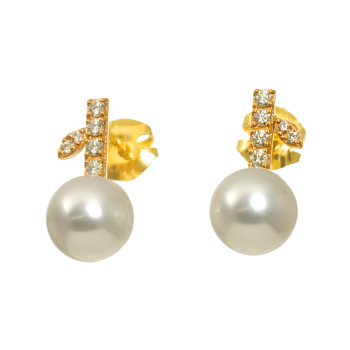 Akoya Pearl Diamond 0.07ct/0.07ct Earrings Pierced 18K PG 750