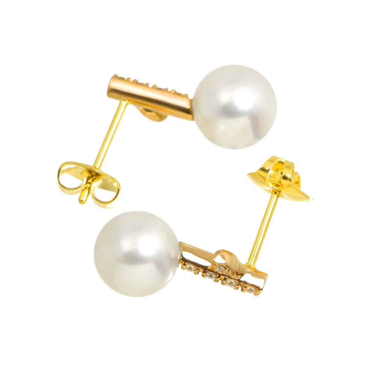 Akoya Pearl Diamond 0.07ct/0.07ct Earrings Pierced 18K PG 750