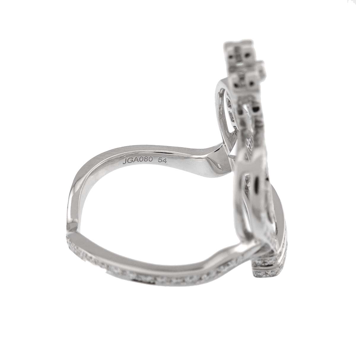 Bague Crown Diamond Ring 18K WG 750 size54 6.25-6.5(US)