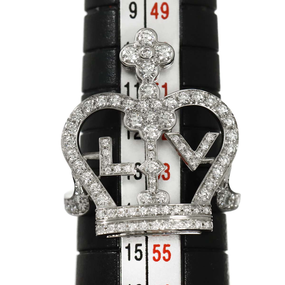 Bague Crown Diamond Ring 18K WG 750 size54 6.25-6.5(US)