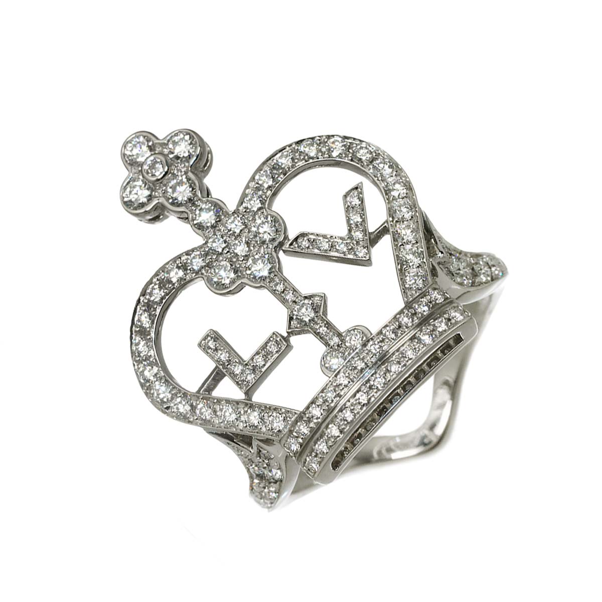 Bague Crown Diamond Ring 18K WG 750 size54 6.25-6.5(US)