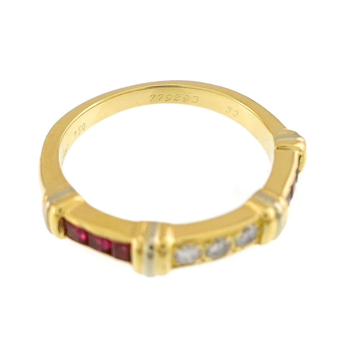 Contessa Diamond Ruby Ring 18K YG WG 750 size53 6-6.25(US)
