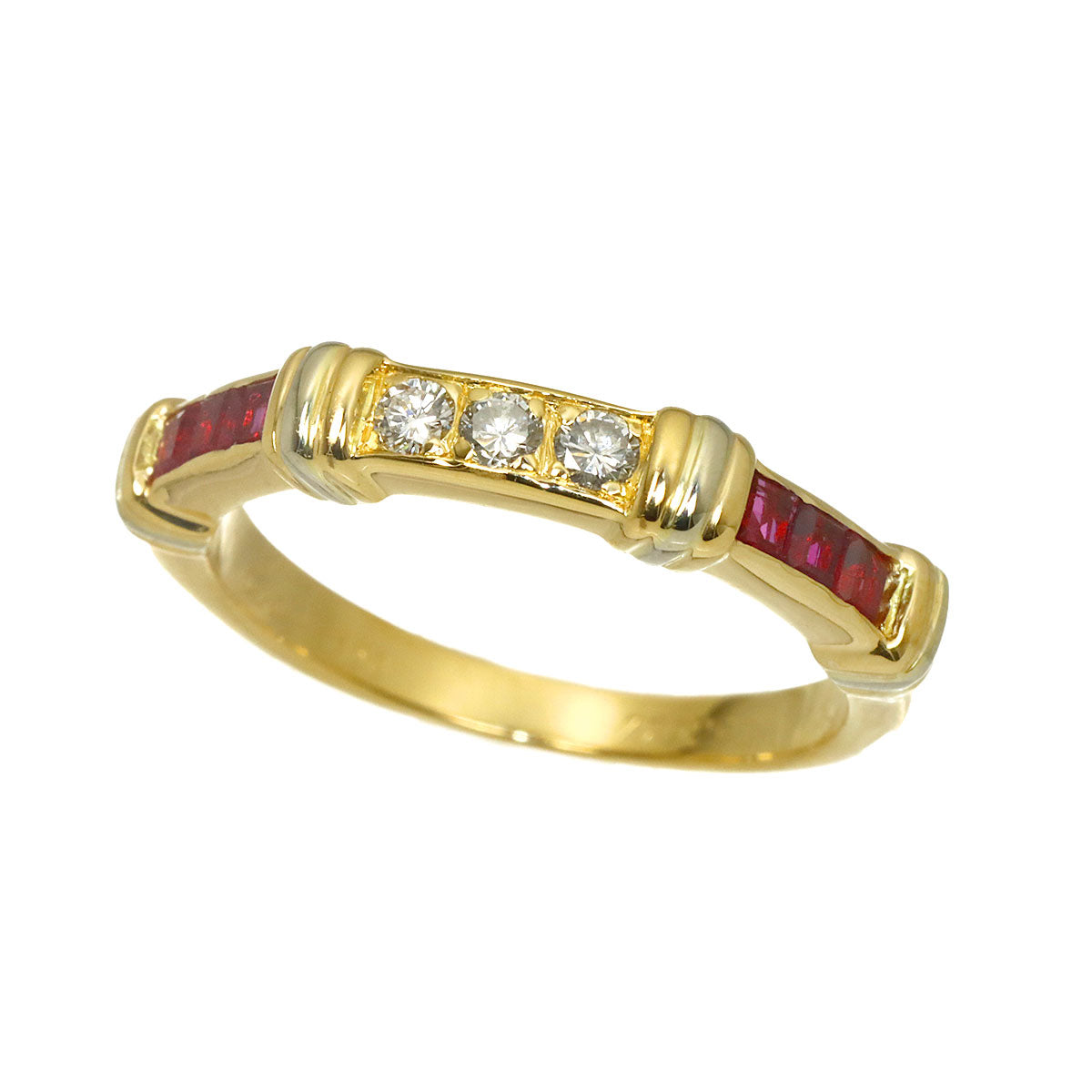 Contessa Diamond Ruby Ring 18K YG WG 750 size53 6-6.25(US)