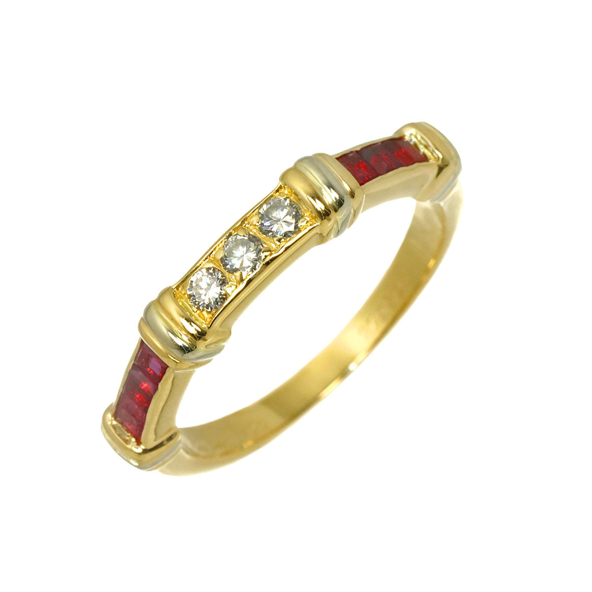 Contessa Diamond Ruby Ring 18K YG WG 750 size53 6-6.25(US)