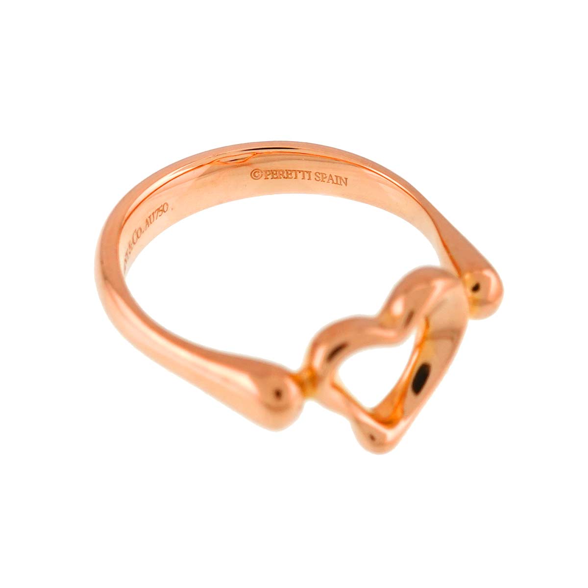 Open Heart Ring 18K Pink Gold 750 size4.5-4.75(US)