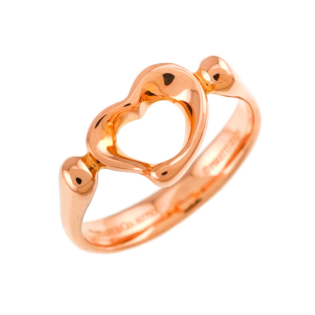 Open Heart Ring 18K Pink Gold 750 size4.5-4.75(US)