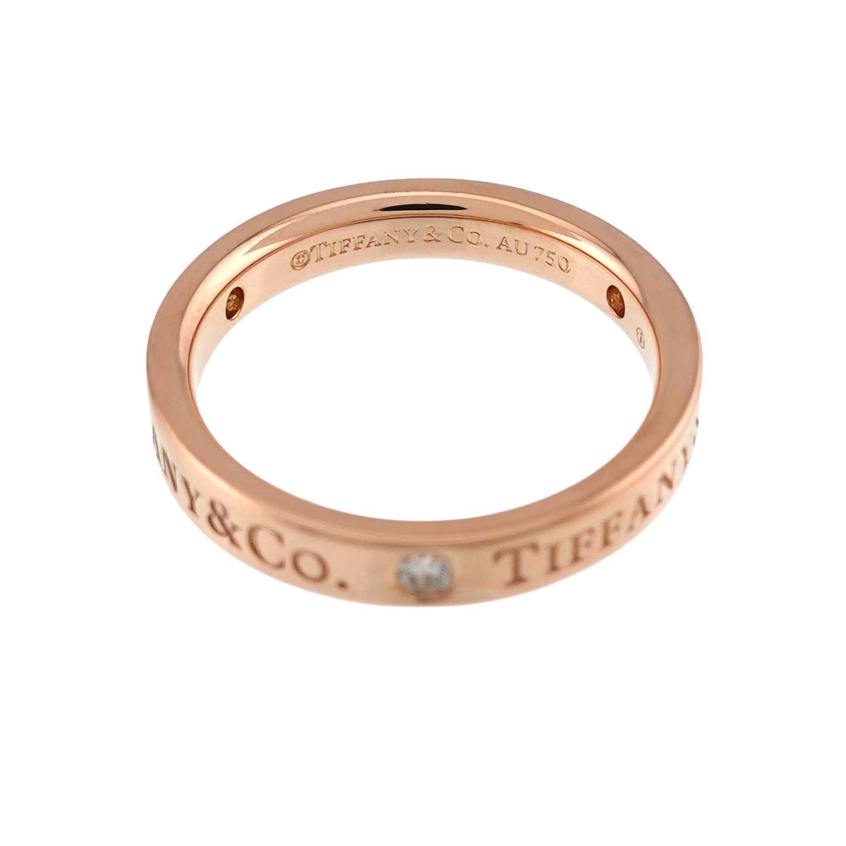 Diamond 3P band Ring 18K Pink Gold 750 Size3.75(US)
