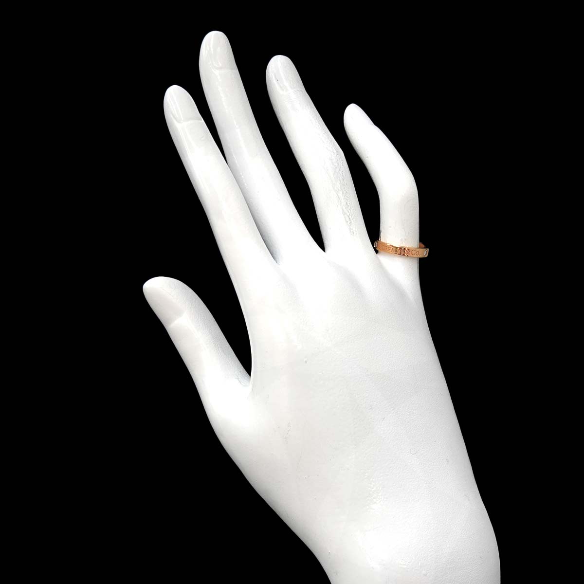 Diamond 3P band Ring 18K Pink Gold 750 Size3.75(US)