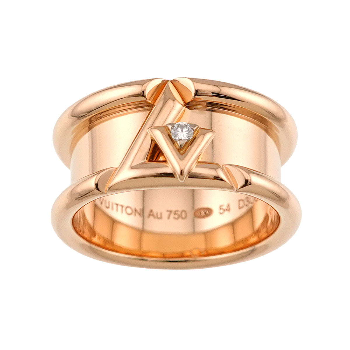LV Diamond 18K Pink Gold 750 Size54 6.75(US)