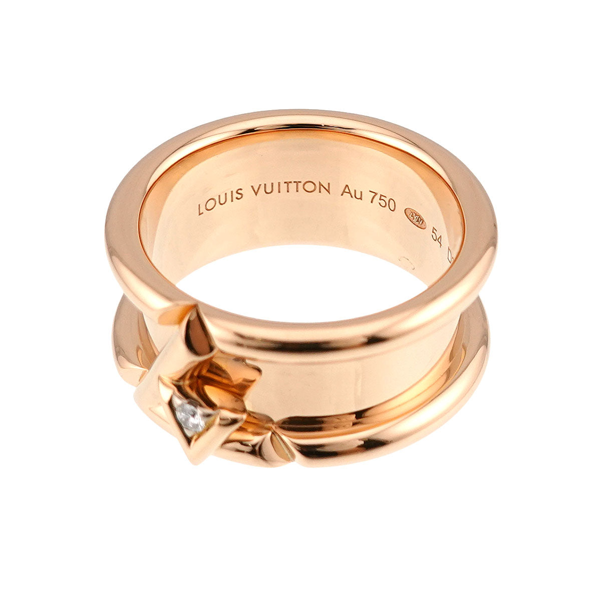 LV Diamond 18K Pink Gold 750 Size54 6.75(US)