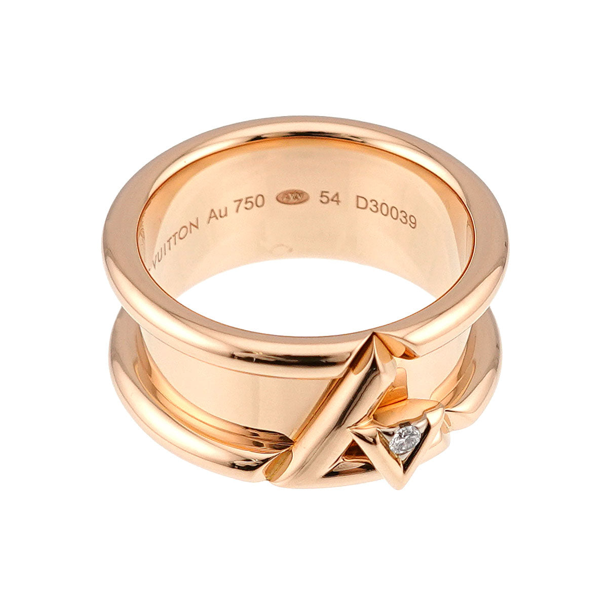 LV Diamond 18K Pink Gold 750 Size54 6.75(US)