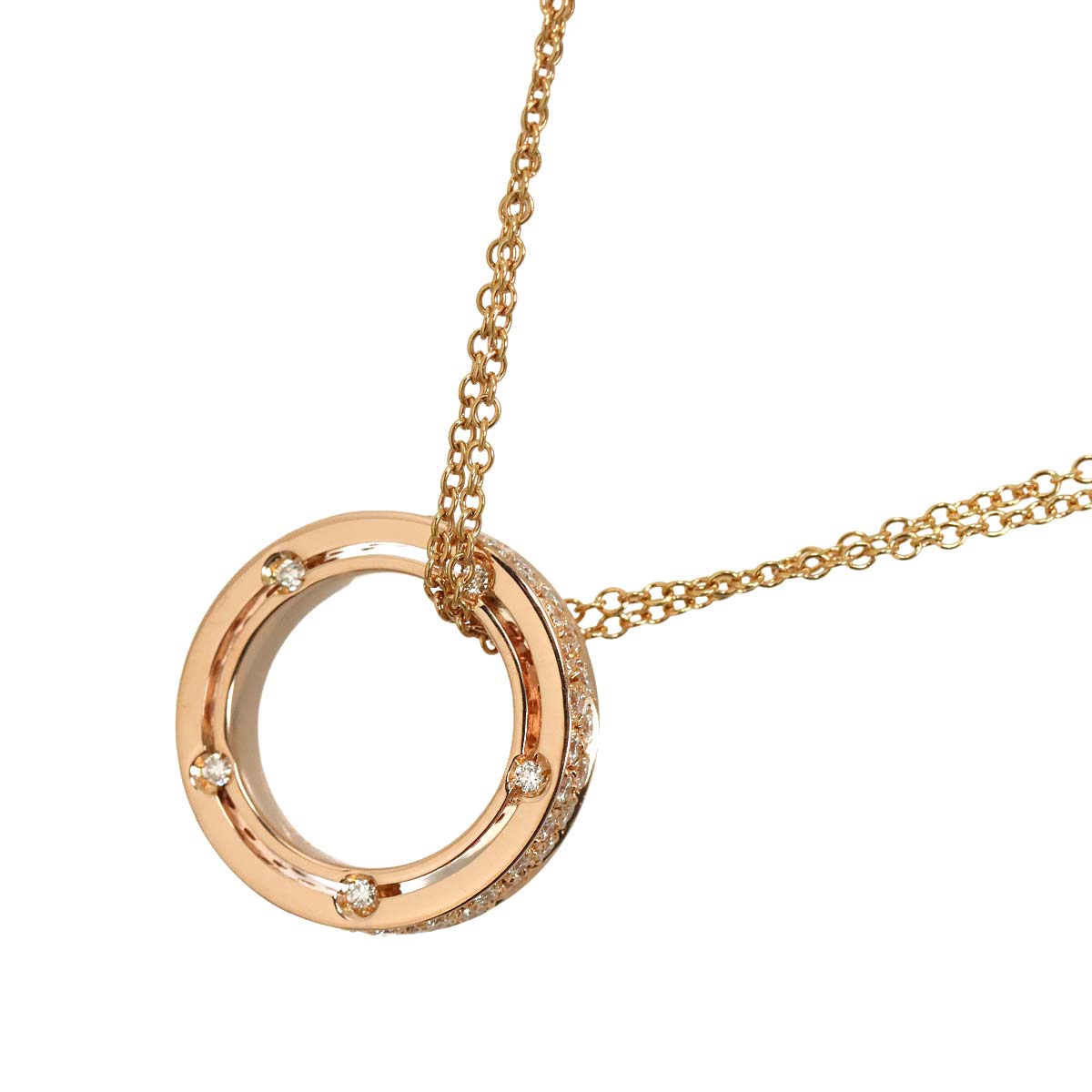 D-SIDE Pave Diamond 10P Necklace 18K Pink Gold 750
