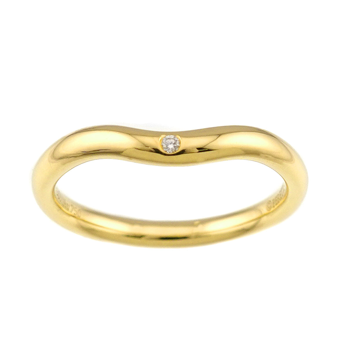 Curved Band Ring Diamond 18K Yellow Gold size4.75-5(US)