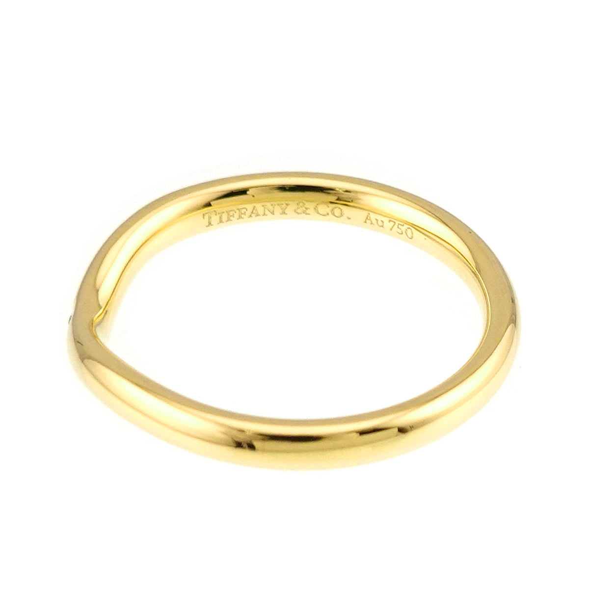 Curved Band Ring Diamond 18K Yellow Gold size4.75-5(US)
