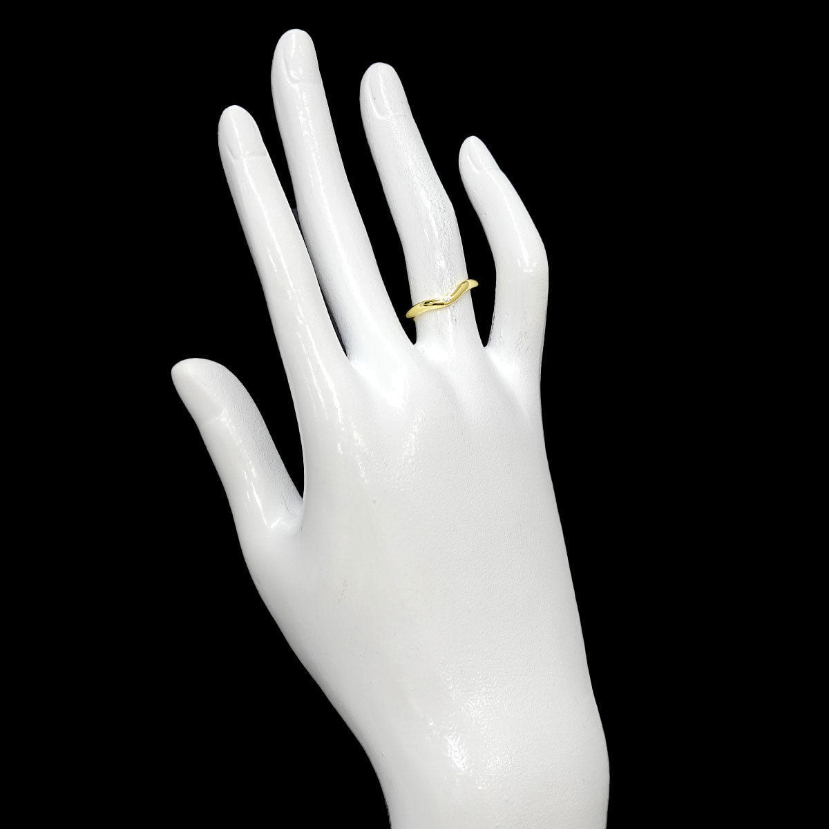Curved Band Ring Diamond 18K Yellow Gold size4.75-5(US)