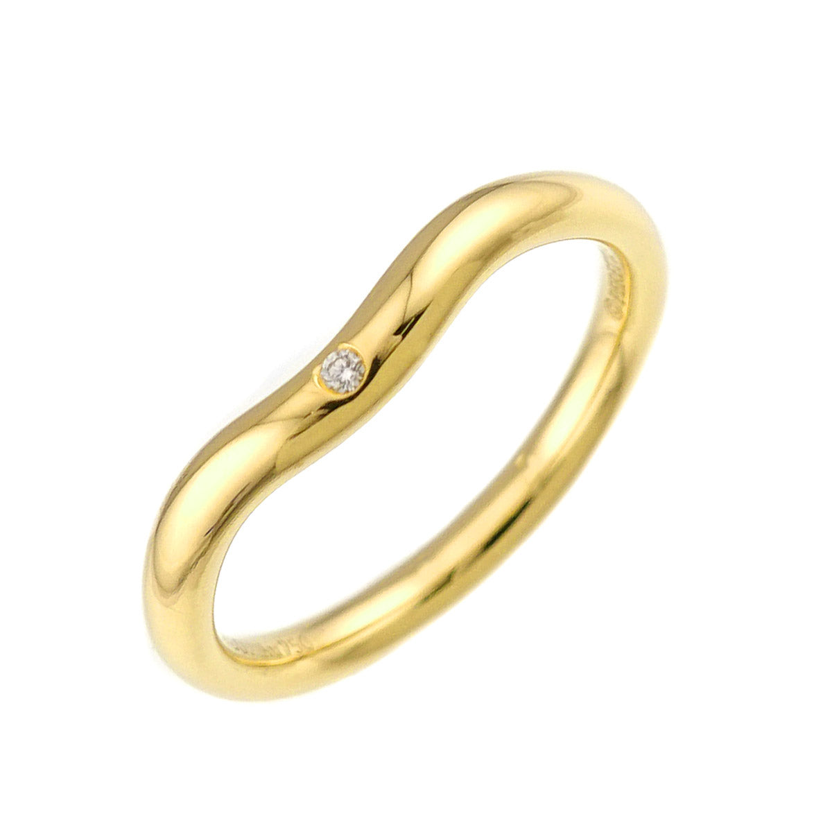 Curved Band Ring Diamond 18K Yellow Gold size4.75-5(US)