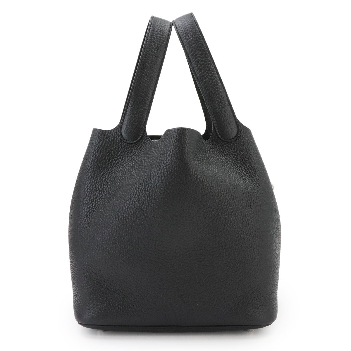 Picotin Lock MM Hand Bag Taurillon Clemence Black Purse
