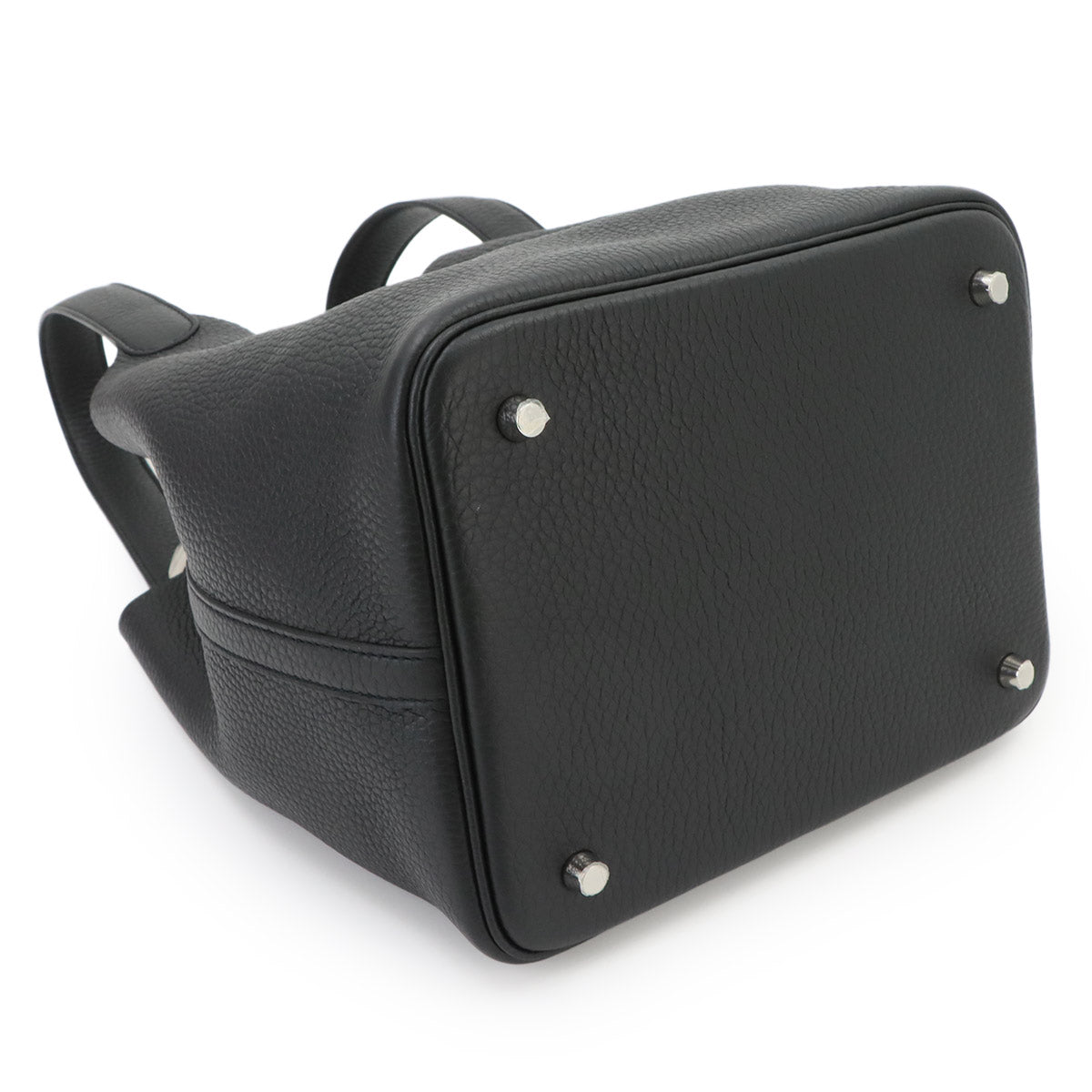 Picotin Lock MM Hand Bag Taurillon Clemence Black Purse