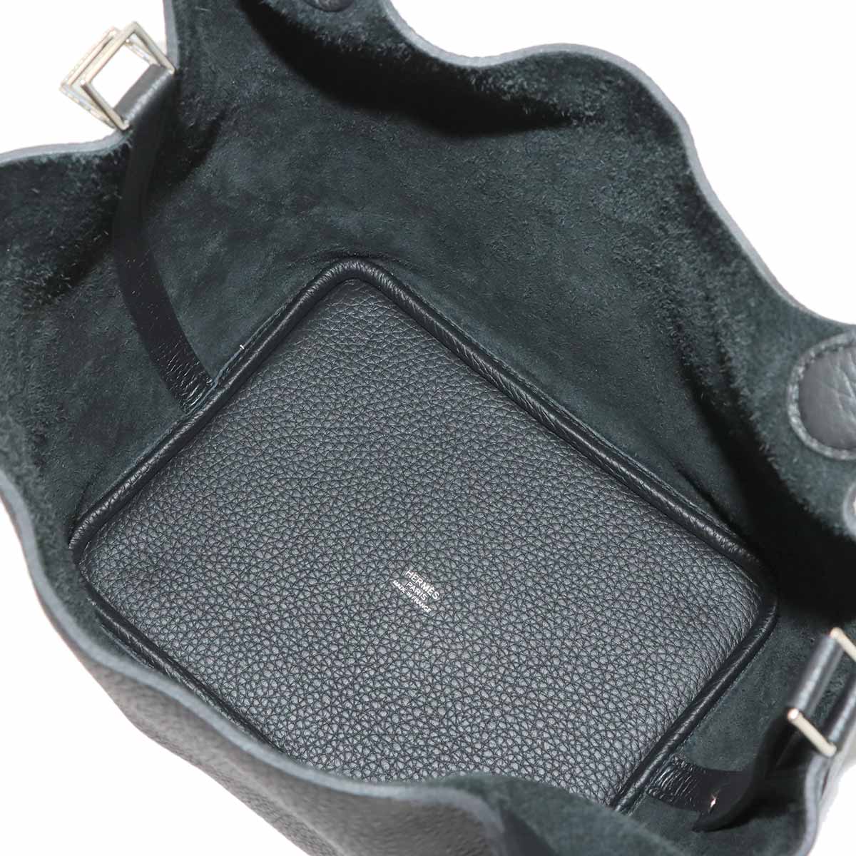 Picotin Lock MM Hand Bag Taurillon Clemence Black Purse