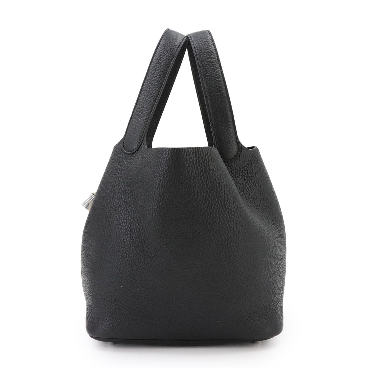 Picotin Lock MM Hand Bag Taurillon Clemence Black Purse