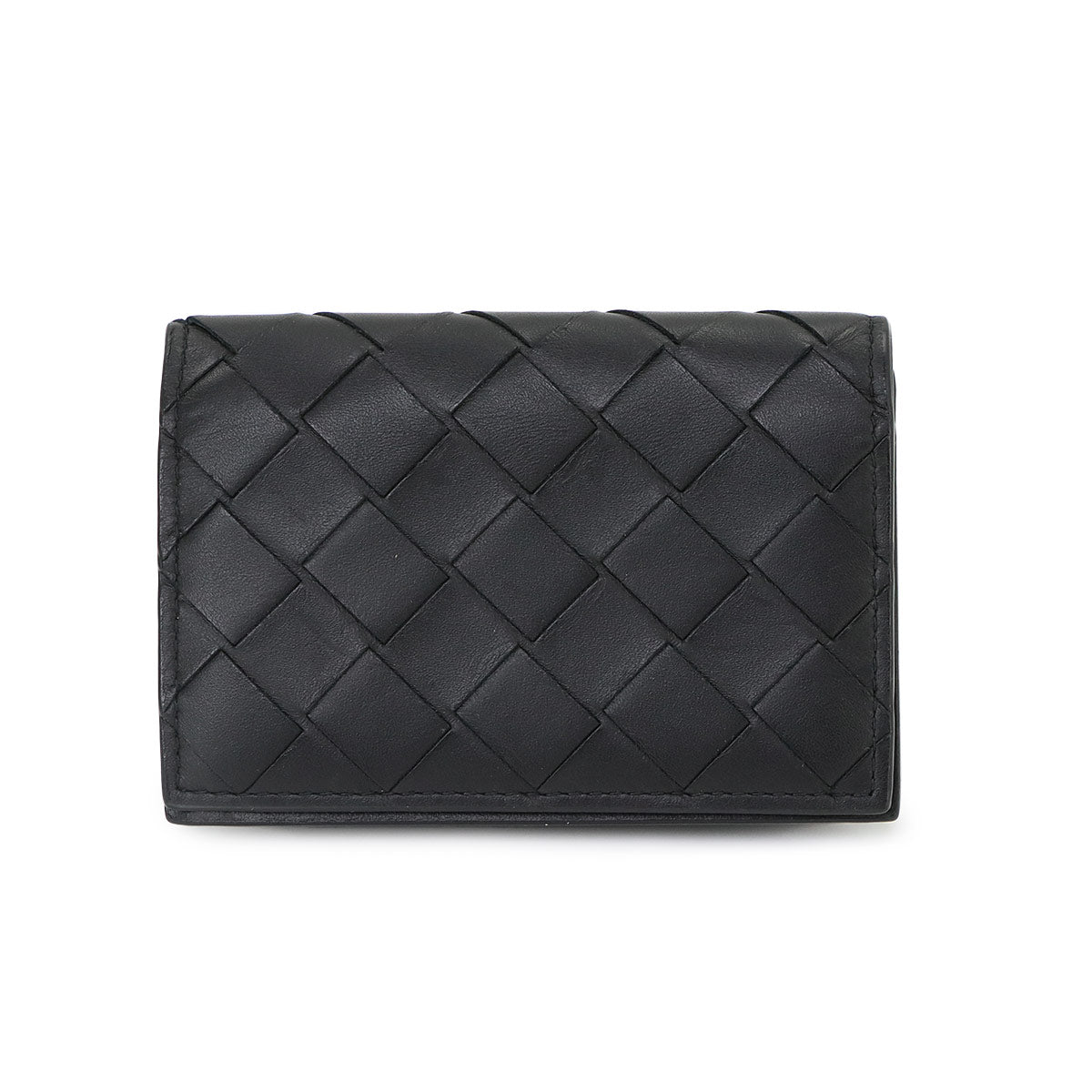 Intrecciato Card Case Leather Black