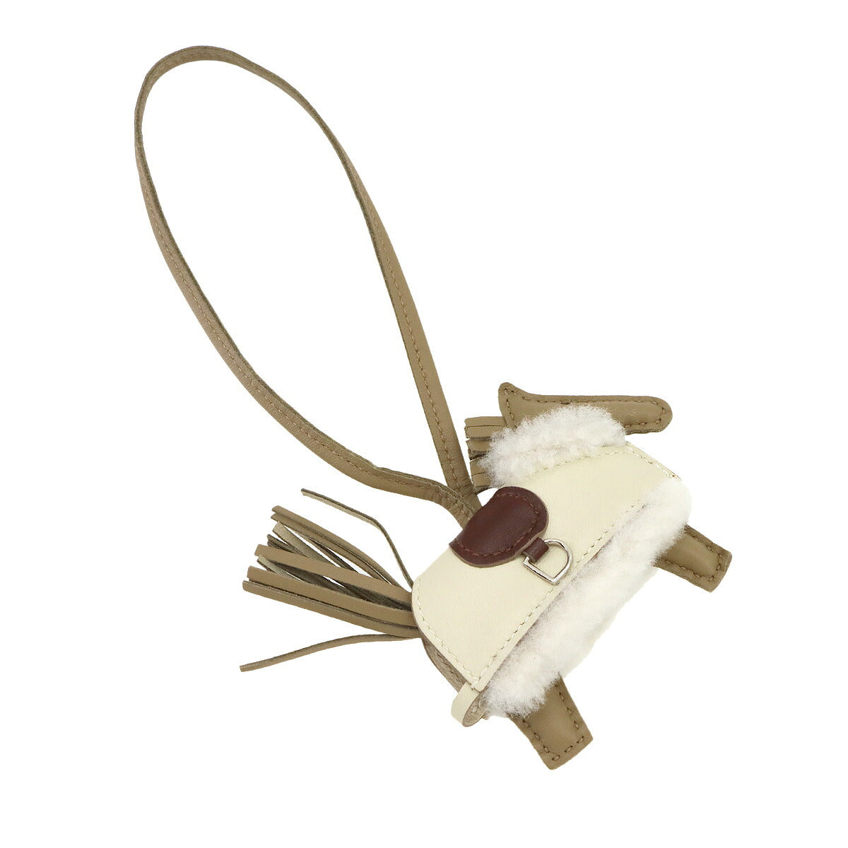 Rodeo Robeo Plush PM Bag Charm Agneau Milo Beige Marfa Craie