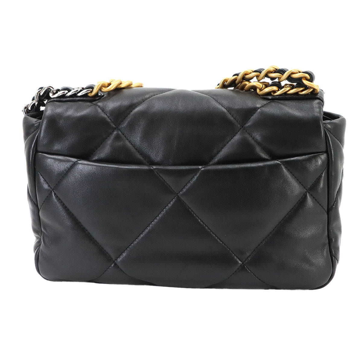CHANEL 19 Chain Hand Shoulder Bag Leather Black AS1160