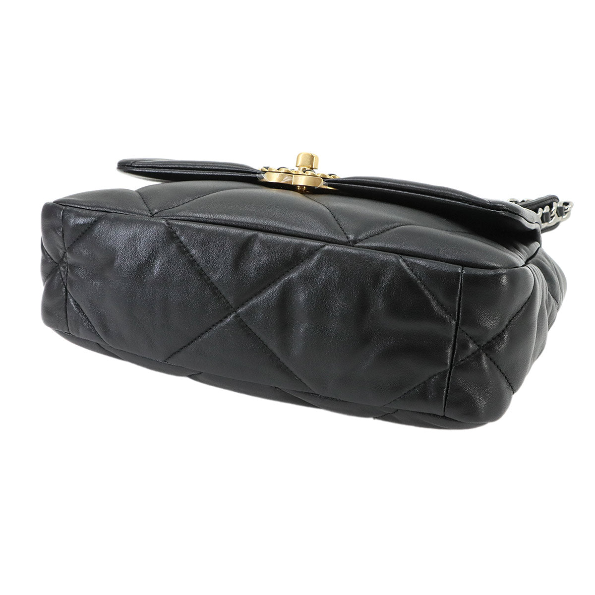 CHANEL 19 Chain Hand Shoulder Bag Leather Black AS1160
