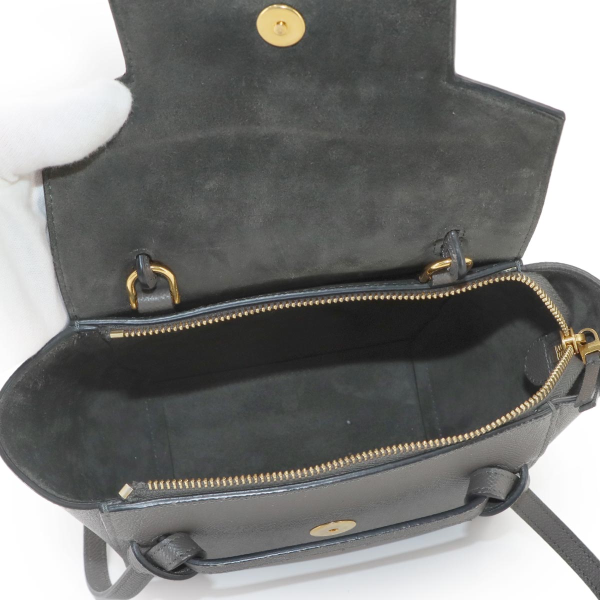 Belt Bag Nano 2way Hand Shoulder Bag Leather Gray 189003