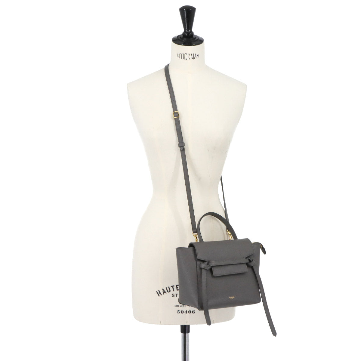 Belt Bag Nano 2way Hand Shoulder Bag Leather Gray 189003