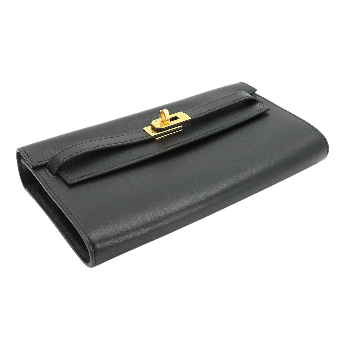 Kelly To Go Shoulder Wallet Box Calf Black Purse