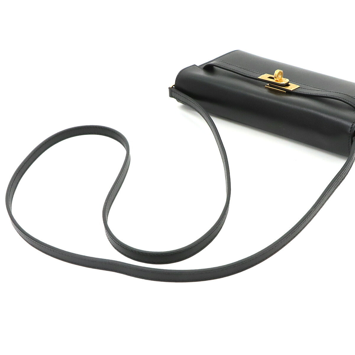 Kelly To Go Shoulder Wallet Box Calf Black Purse
