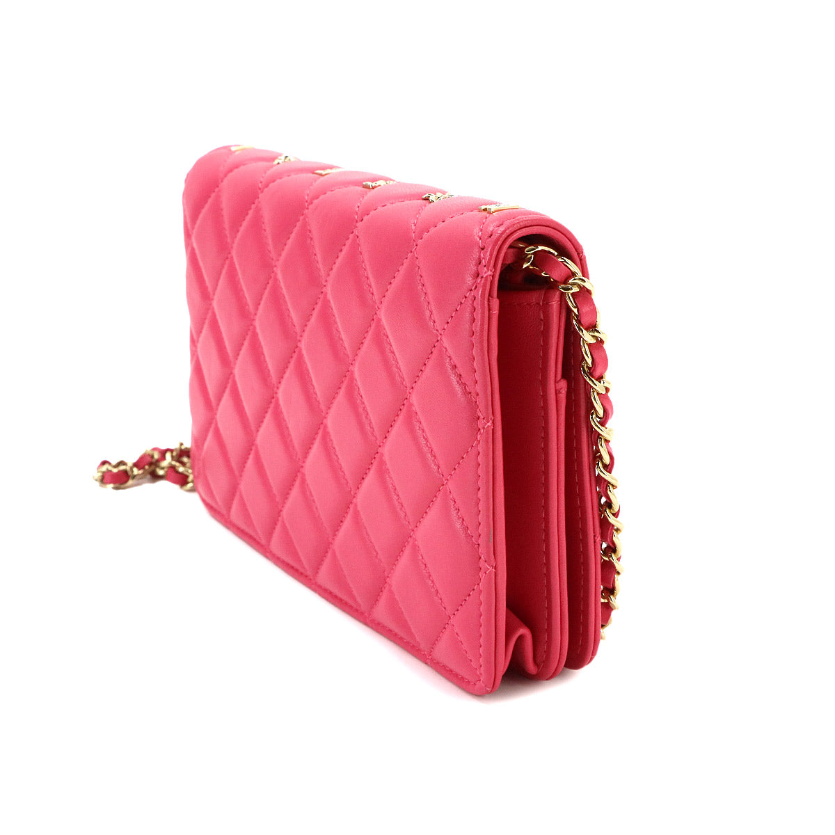 Matelasse Chain Wallet Leather Pink Icon