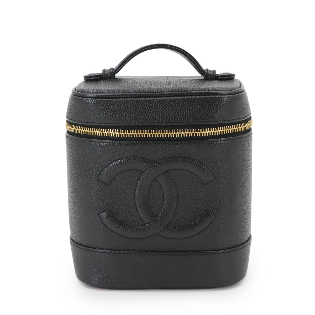 Vanity Hand Bag Leather Black A01998 Coco Logos Vintage Purse
