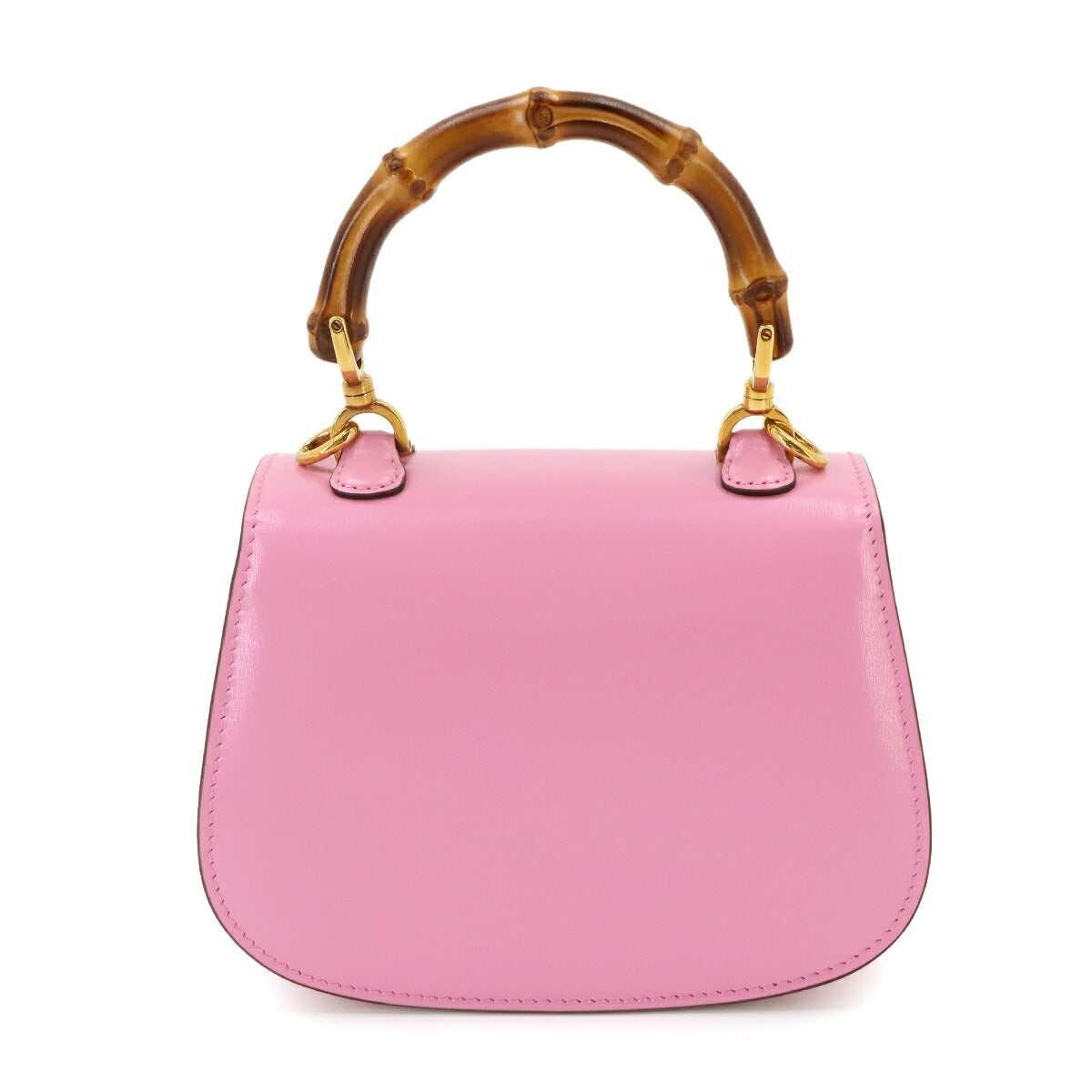 Bamboo Hand Shoulder Bag Leather Pink 686864 Purse