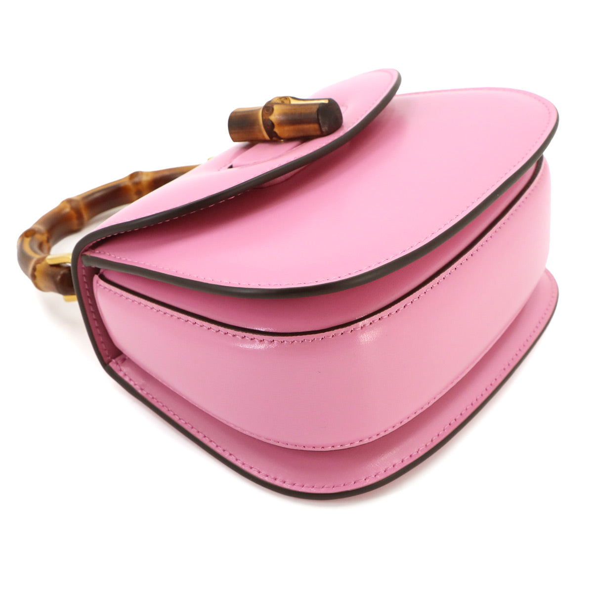 Bamboo Hand Shoulder Bag Leather Pink 686864 Purse