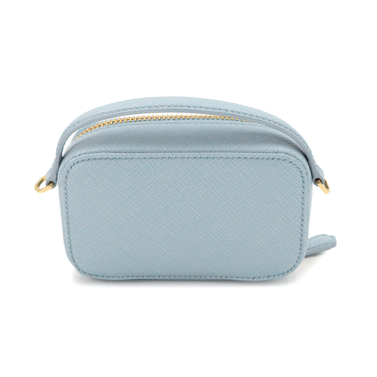 Saffiano Triangle Mini Pouch Shoulder Bag Leather Blue 1NR025