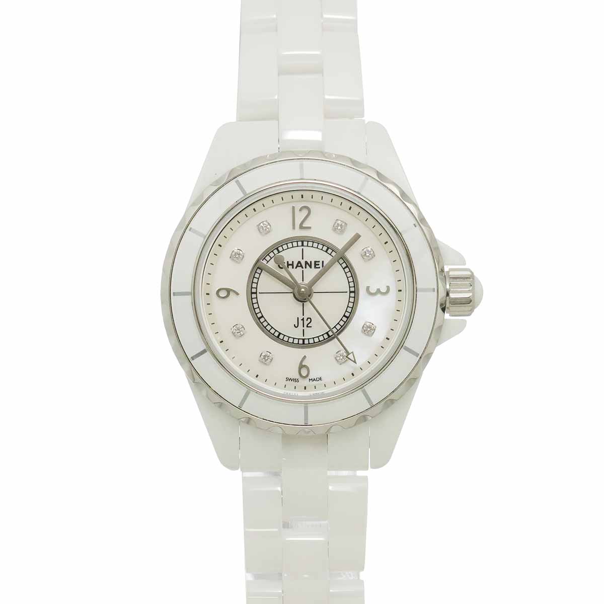 J12 H2570 29mm 8P Diamond Quartz White Shell Dial Ladies Watch