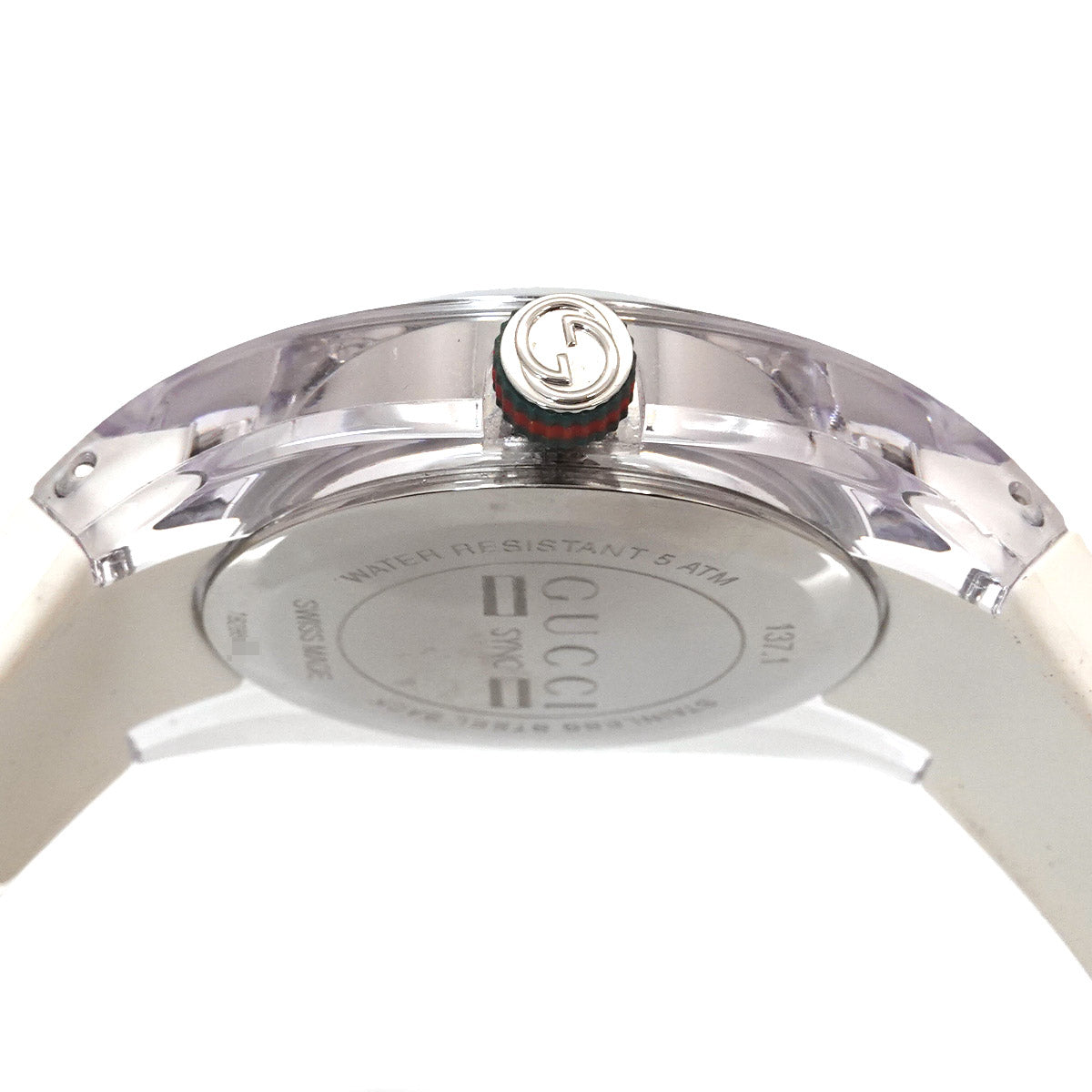 Sync YA137102A Date Quartz Silber Dial Rubber Mens Watch