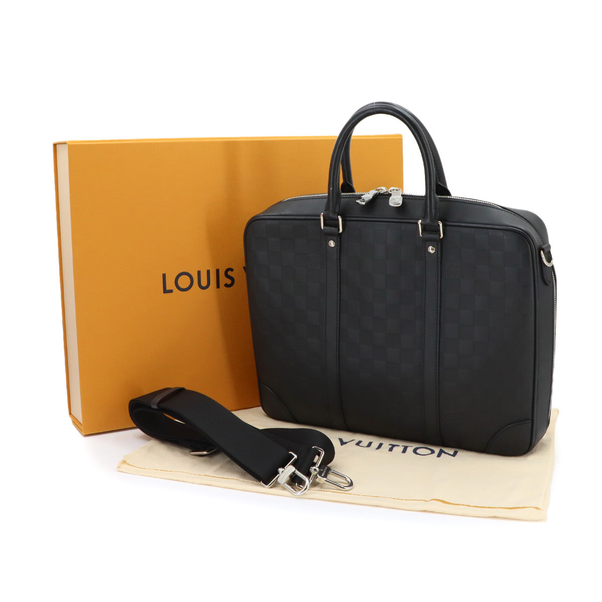 Damier Infini Sirius Briefcase Business Bag Onyx N45288