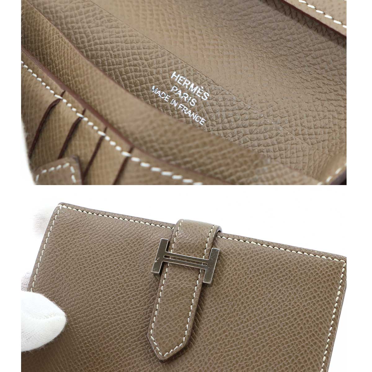 Bearn Compact Verso Wallet Veau Epsom Leather Etoupe Purse