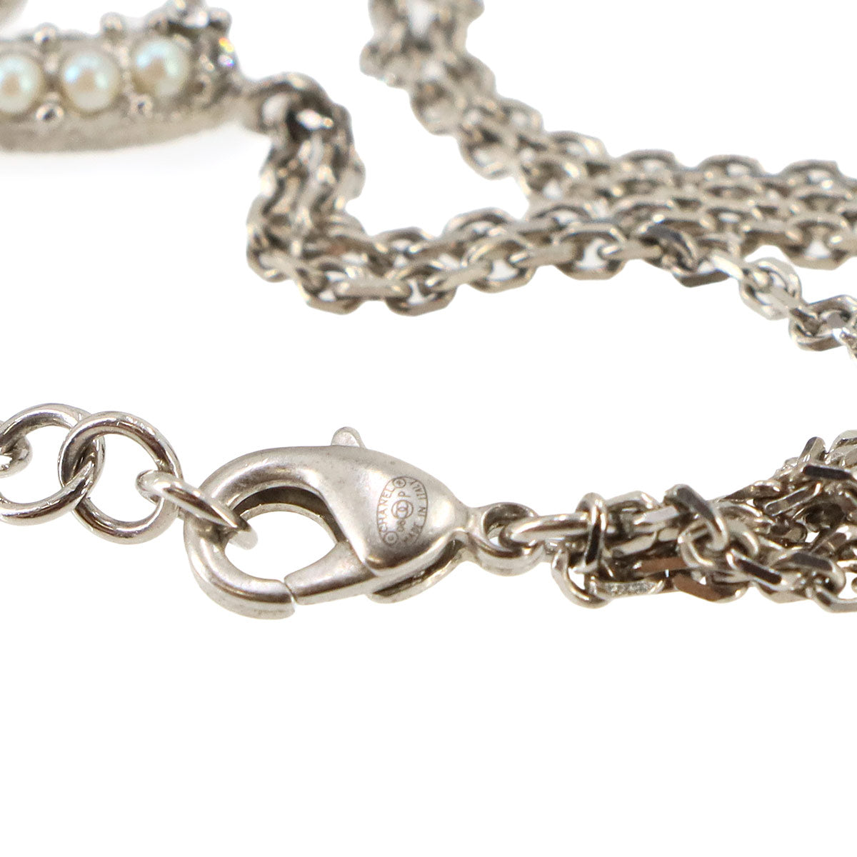 Coco Logos Faux Pearl Chain Bracelet Silver 08P Accessory
