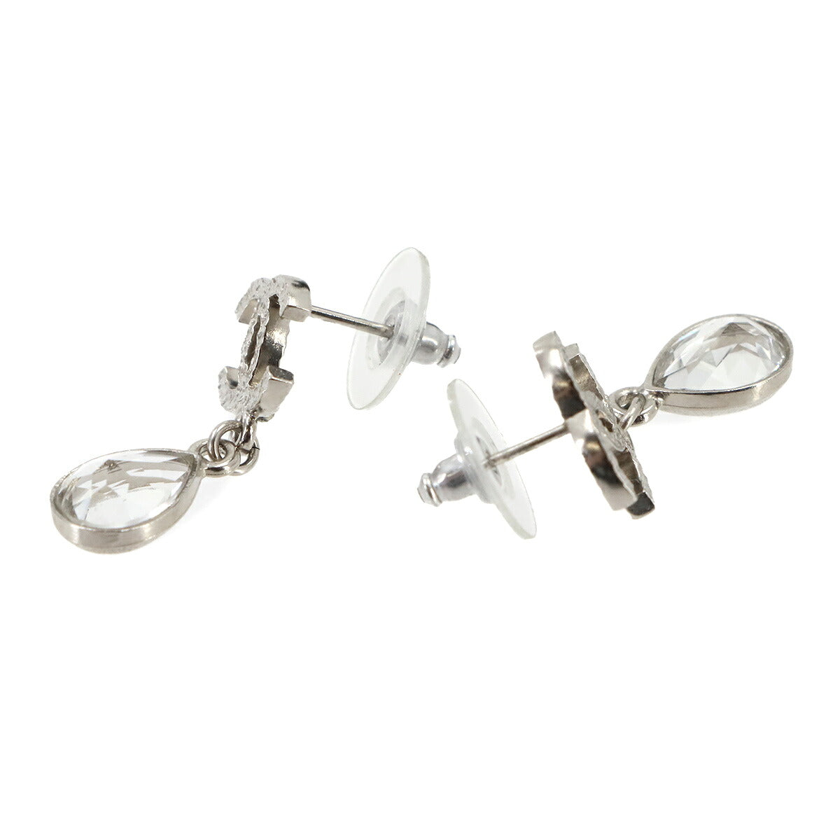 CC Logos Tear Drop Pierced Earrings Silver 15K