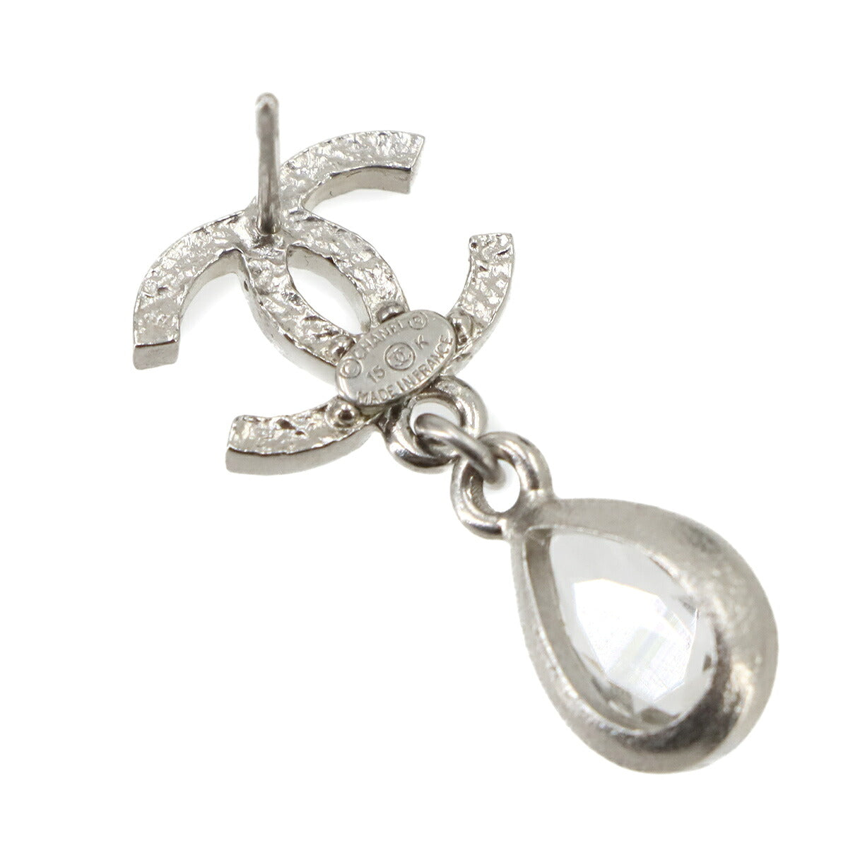 CC Logos Tear Drop Pierced Earrings Silver 15K