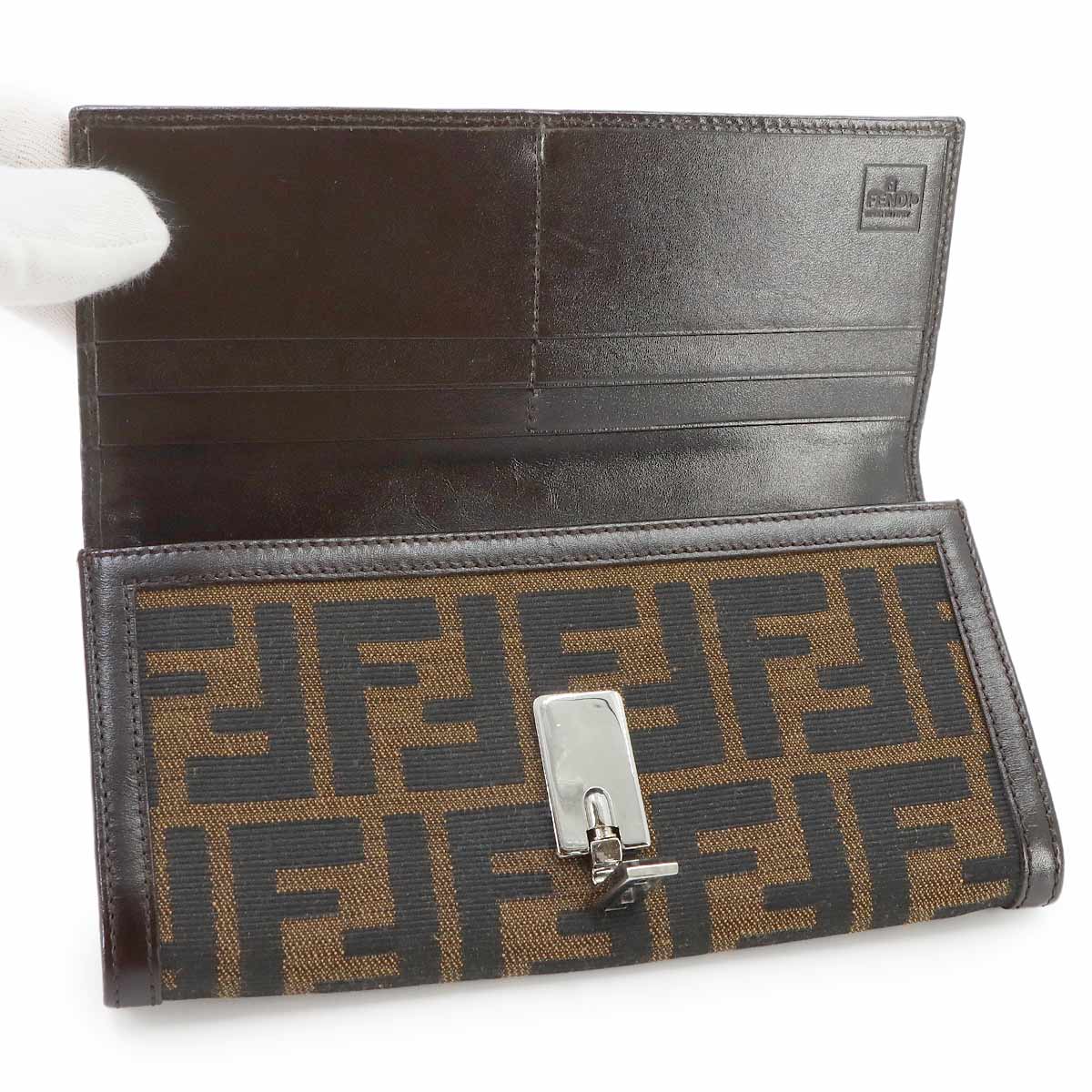Zucca Long Wallet Canvas Leather Brown 31084 Purse 90342008